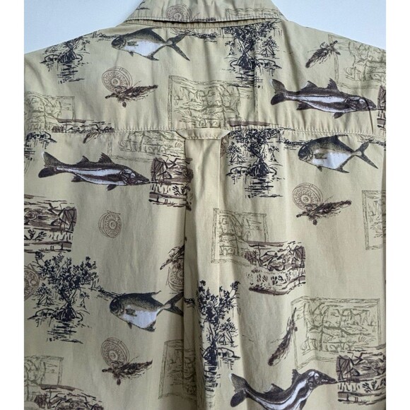 Columbia Mens Medium‎ Short Sleeve Button Up Shirt Fish Pattern 100% Cotton - Picture 6 of 6